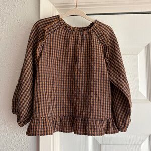 Zara Girls 3-4Y gingham checkered ruffle blouse